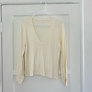 Lovers and Friends V-Neck Long Sleeve Cream Top